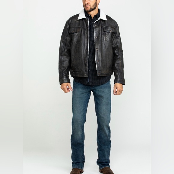 NWT Cripple Creek Men's Black Conceal Carry Sherpa Trucker Leather Jacket Small - Picture 14 of 14